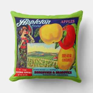 Coussin étiquette d'une caisse de pommes d'Appleton vers 1