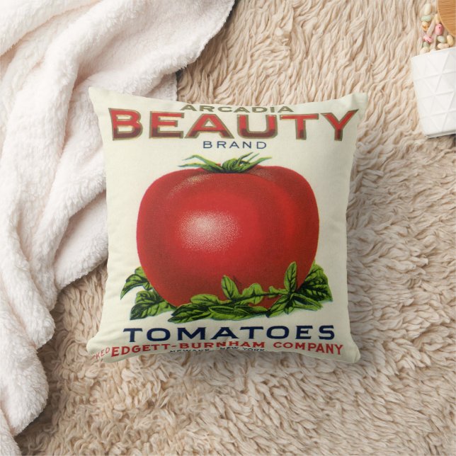 Coussin Étiquette vintage de fruit, Arcadia Beauté Tomates (Couverture)