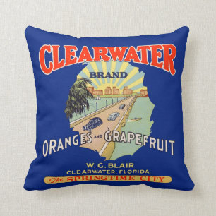Coussin Étiquette Vintage de la crème de fruits Clearwat
