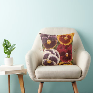 Coussin Étiquettes de paquets de graines vintage, fleurs d