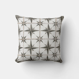 Coussin Étoile blanche noire de Moravian de ferme rustique
