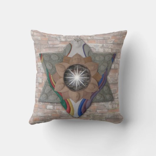 Coussin 'Etoile de David' en cuir et daim (Verso)