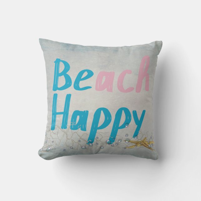 Coussin étoile de mer avec une citation heureuse (Recto)