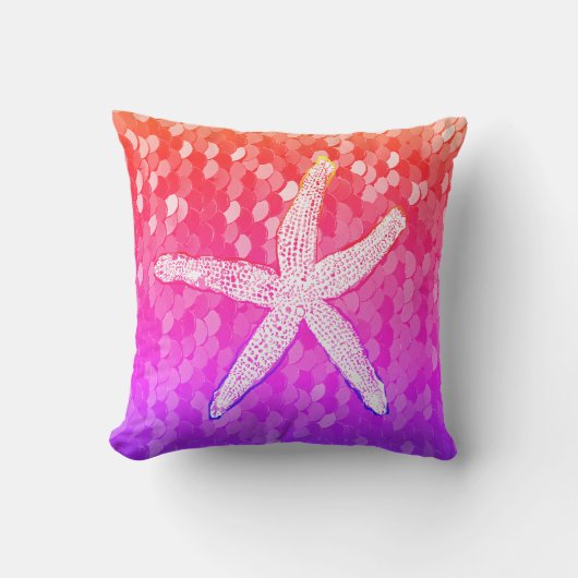 Coussin Étoile de mer blanche pailletée mermaid sequins ro (Recto)