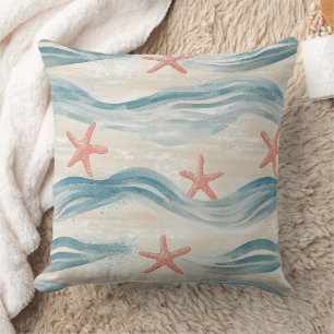 Coussin Étoile de mer bleue de l'océan Rivage sablonneux A