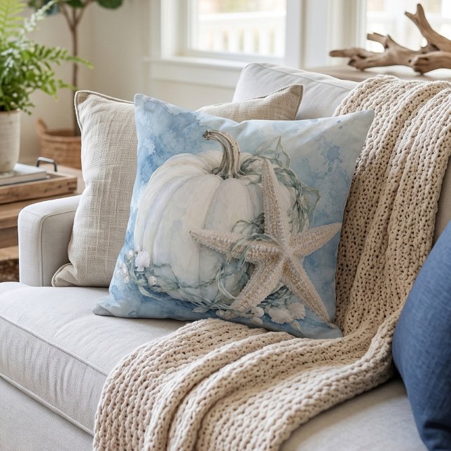 Coussin Étoile de mer Citrouille Blanche Côtière (Créateur téléchargé)