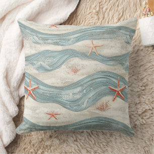 Coussin Étoile de mer Corail de mer Bleu Tropical de la Cô