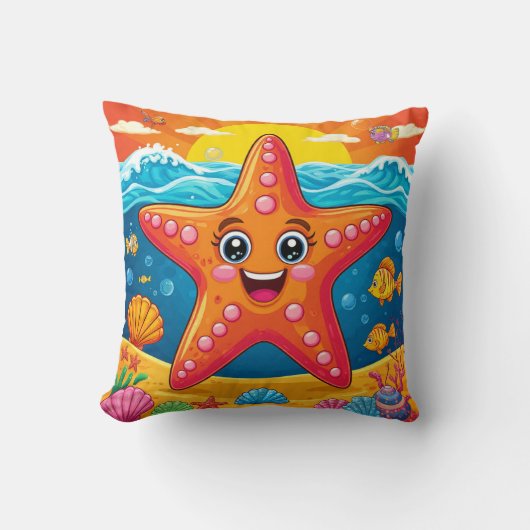 Coussin Étoile de mer de dessin animé sous l'eau pour déco (Recto)