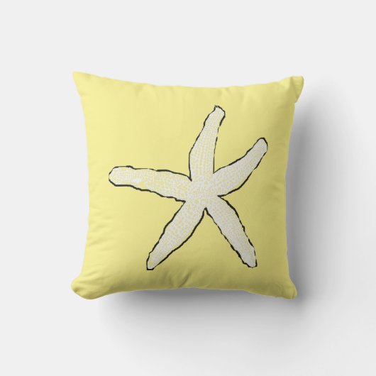 Coussin Étoile de mer Jaune Blanc Motif Élégant Cadeau de (Recto)