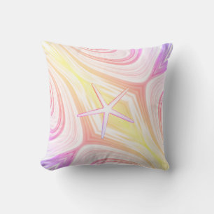 Coussin Étoile de mer multicolore rose abstraite Fête des 