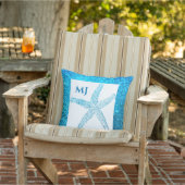 Coussin Étoile de mer Pailletée Bleu Turquoise Monogramme  (Chaise)