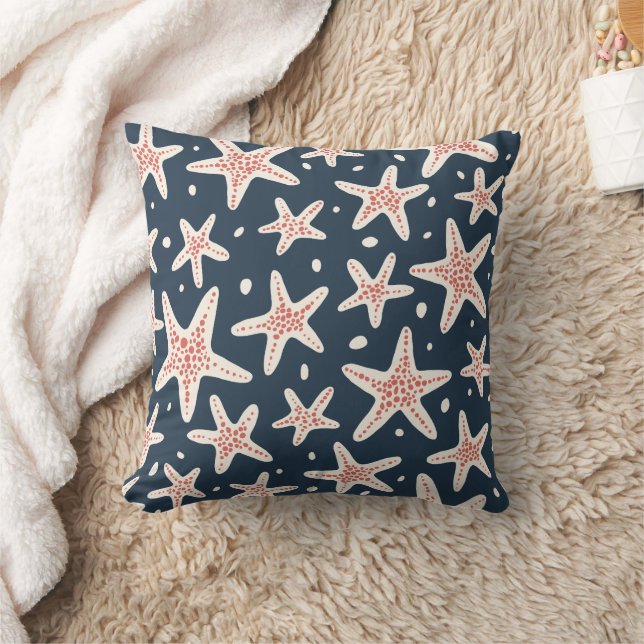 Coussin Étoile de mer pêche et ivoire (Couverture)