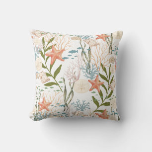 Coussin Étoile de mer Poissons Coquillages Motif Vie océan