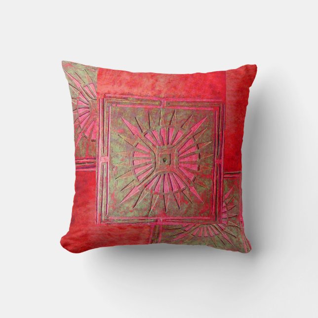 Coussin ÉTOILE DU MATIN, Rouge Vert (Recto)