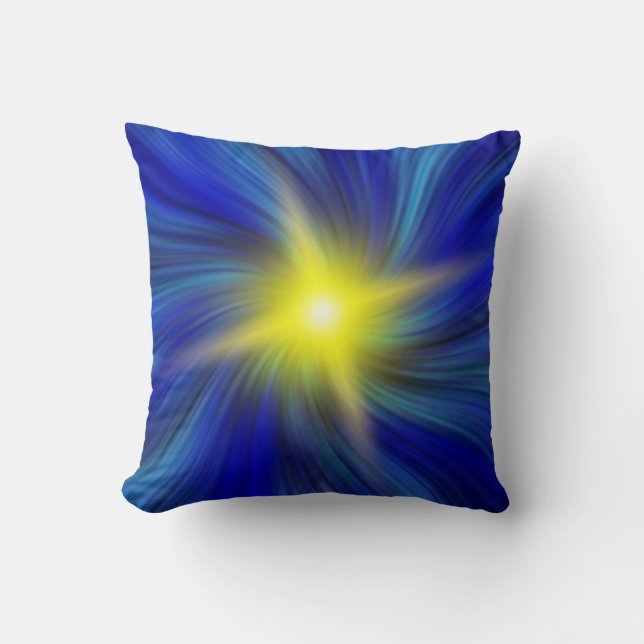 Coussin Étoile éclatée dans le carreau bleu de vortex (Recto)