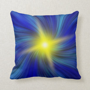 Coussin Étoile éclatée dans le carreau bleu de vortex