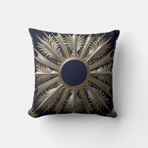 Coussin Étoile éclatée dorée argentée ornée