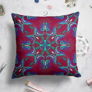 Coussin étoile en fleur céleste à Magenta