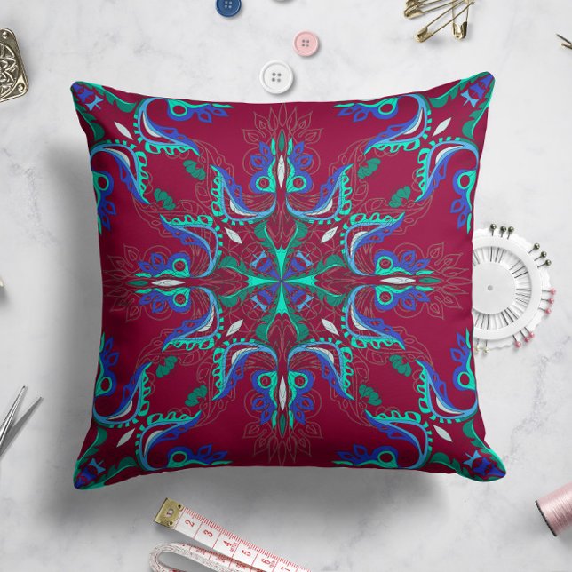 Coussin étoile en fleur céleste à Magenta (Créateur téléchargé)