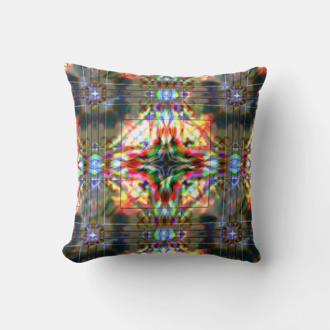 Coussin Étoile foncée sur taches de fleur de verre, rouge  (Recto)