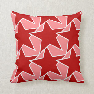 Coussin Étoile moderne géométrique - rouge et rose de