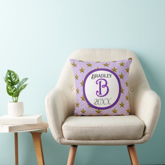 Coussin Étoile Monogramme Initial Violet Décor Objet de Co (Chaise)