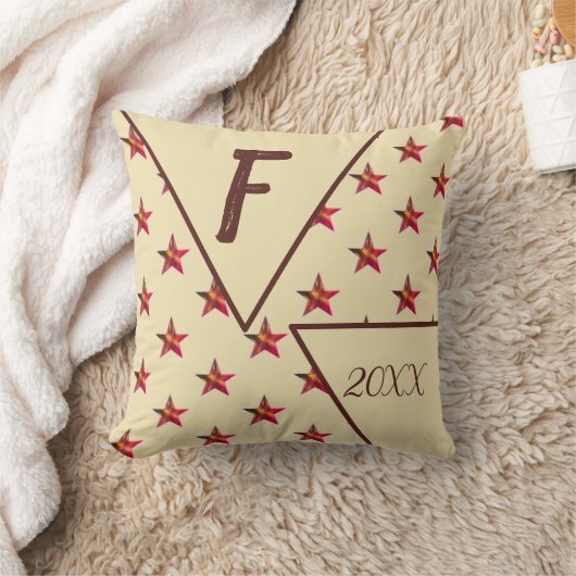 Coussin Étoile Monogramme Initiale Rouge Brun Objet de Déc (Couverture)