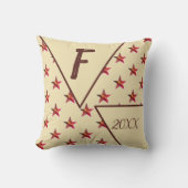 Coussin Étoile Monogramme Initiale Rouge Brun Objet de Déc (Recto)