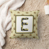 Coussin Étoile Monogramme Or Noir Initial Élégant (Couverture)
