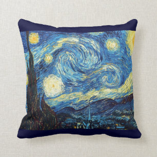 Coussin Étoilé-Nuit bleue d'étoile de Gogh de nature de