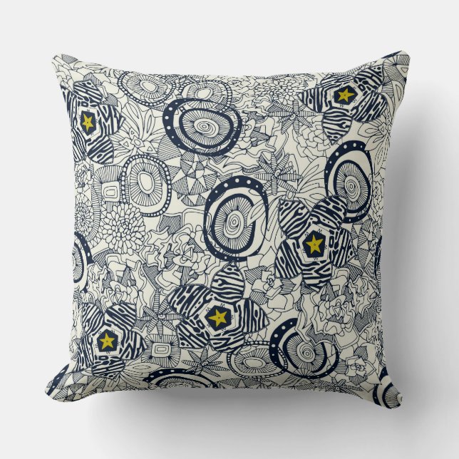 Coussin étoile succulente ivoire chartreuse (Recto)