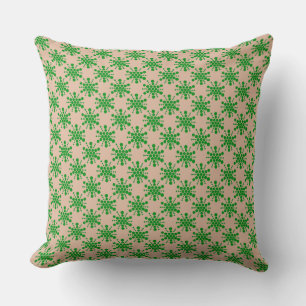 Coussin Étoile verte pointillée sur taupe