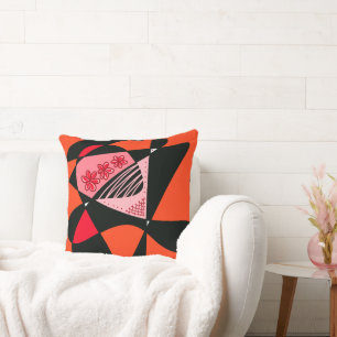 Coussin Étoiles Abstraites Et Grilles : Tomate Rouge Noir