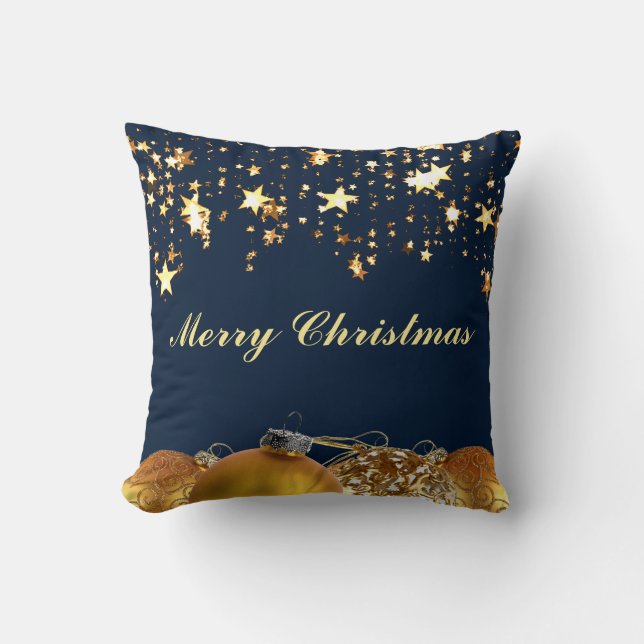 Coussin Étoiles, Baubles, Arbre et Message de Noël (Recto)