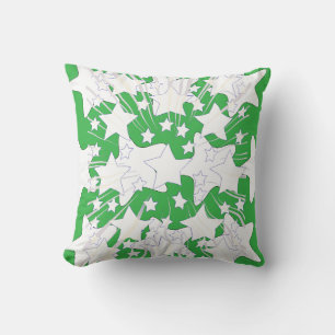 Coussin Étoiles blanches à profusion vert brillant