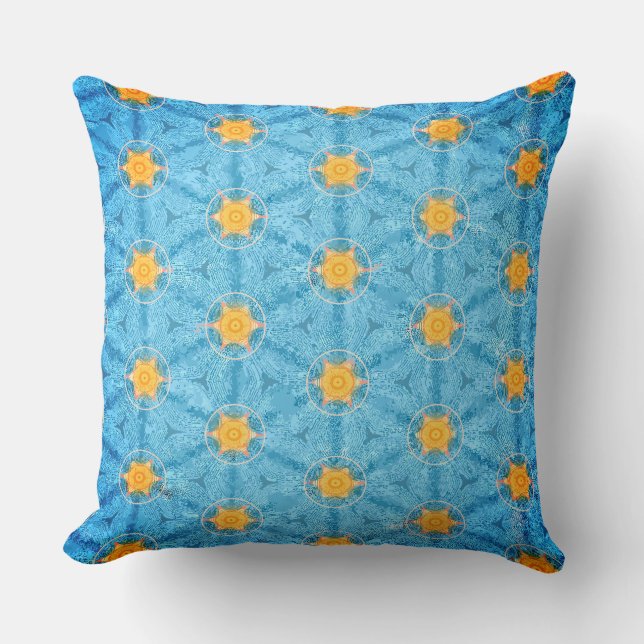 Coussin Étoiles bleu turquoise et or (Recto)