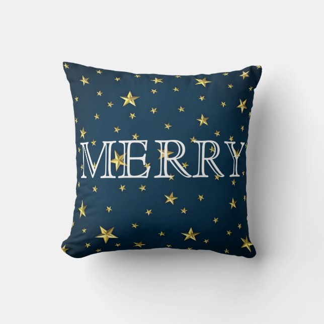 Coussin Etoiles bleues décoratives Joyeux Noël (Recto)