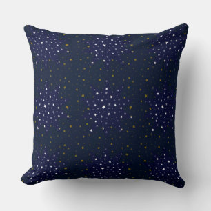 Coussin étoiles bleues & étoiles blanches & étoiles brilla
