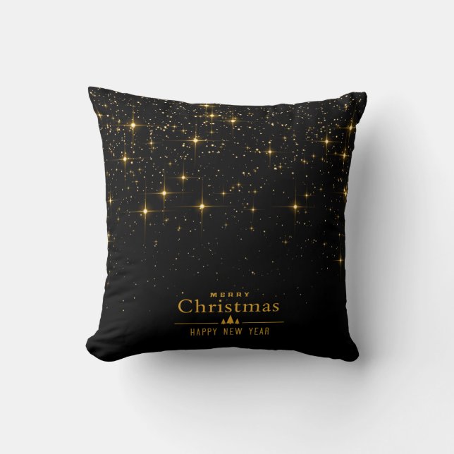 Coussin Étoiles brillantes Bonne année Joyeux Noël (Recto)