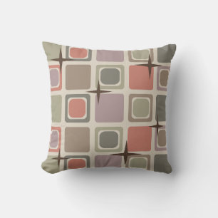 Coussin Étoiles Carrés modernes du milieu du siècle Multic