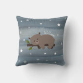 Coussin Étoiles d'aquarelle de l'ours endormi (Verso)
