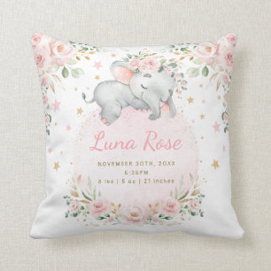 Coussin Etoiles de flamme blanc d'éléphant rose rose flora