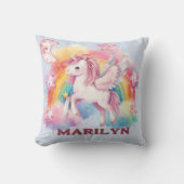 Coussin Étoiles de licorne et arc-en-ciel (Recto)