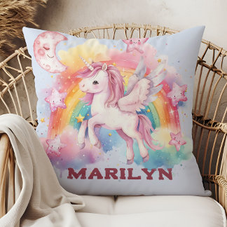 Coussin Étoiles de licorne et arc-en-ciel