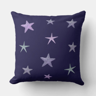 Coussin Étoiles de mer bleues sur fond bleu marine