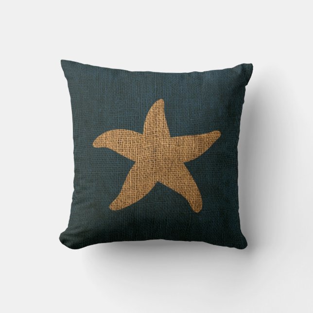 Coussin Étoiles de mer nautiques dans le bleu de mer (Recto)