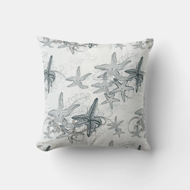 Coussin Étoiles de mer sur le motif de mer (Recto)