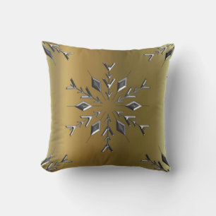 Coussin Étoiles de Noël or et argent