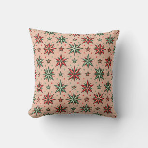 Coussin Étoiles de Noël rose vintage Motif