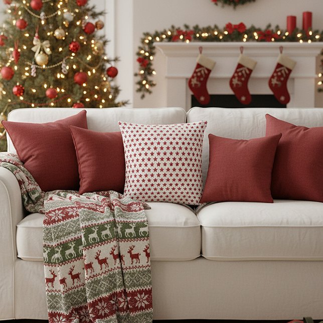 Coussin Étoiles de parties scintillant rouges (Créateur téléchargé)